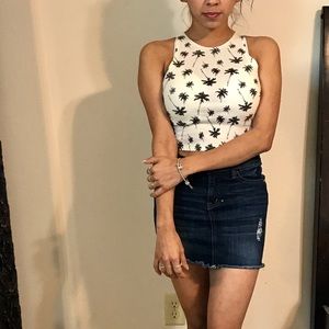 Hollister Black and White Palm tree Crop Top